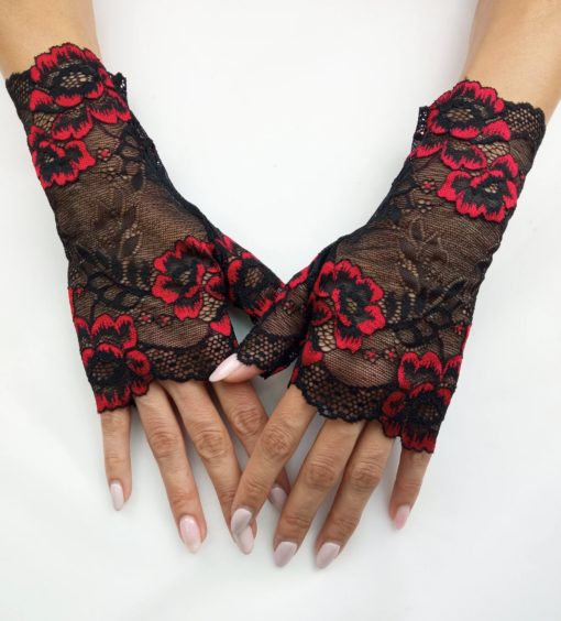 short sissy lace gloves